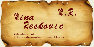 Mina Resković vizit kartica